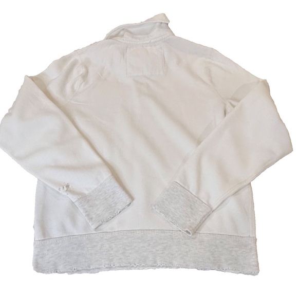 Abercrombie & Fitch Distressed 1/4 Zip Muscle Sweatshirt; White/Grey; Women's L - Picture 14 of 14